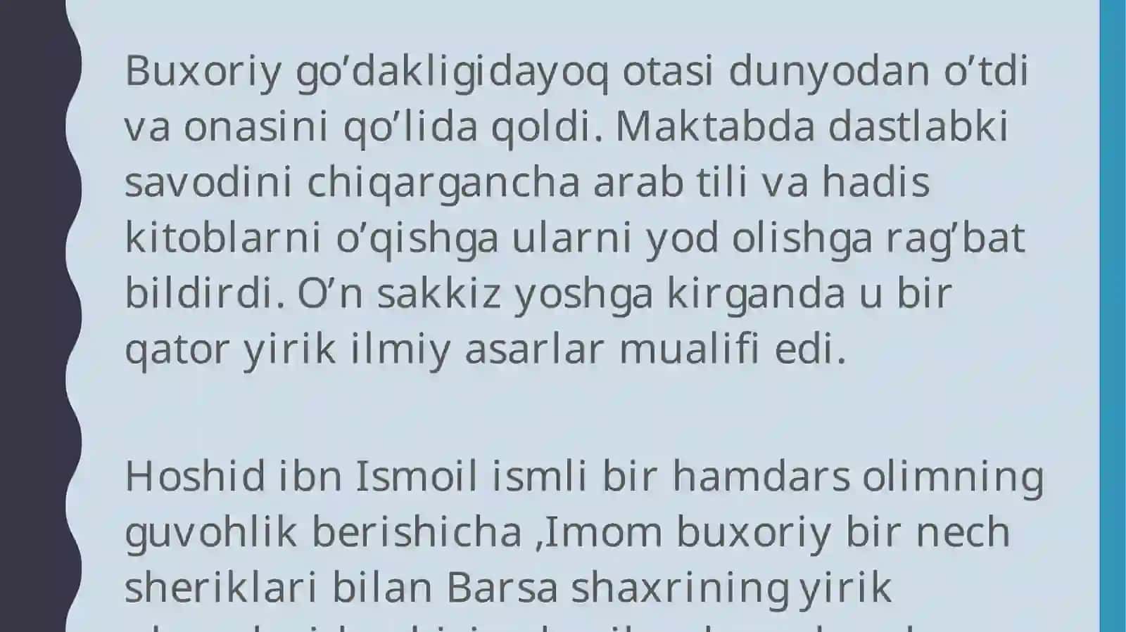 Imomal-Buxoriyning hayoti 4