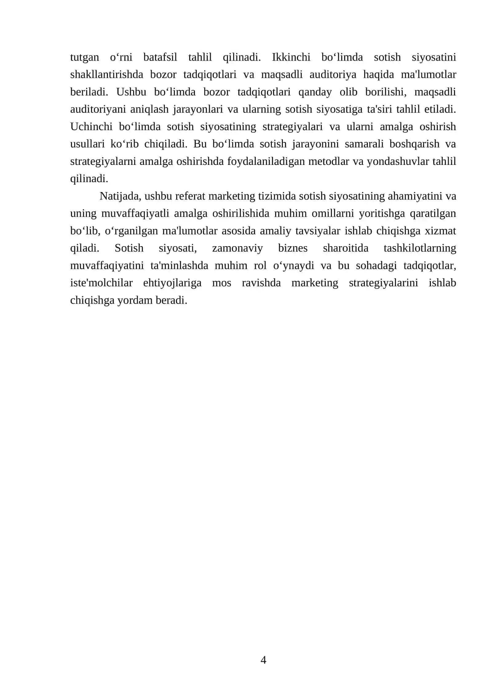 Marketing tizimida sotish siyosati 2025-2026 o'quv yili 4