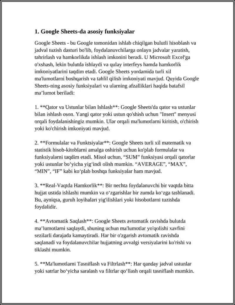 GOOGLE SHEETSDA VEB SAHIFALAR YARATISH 4