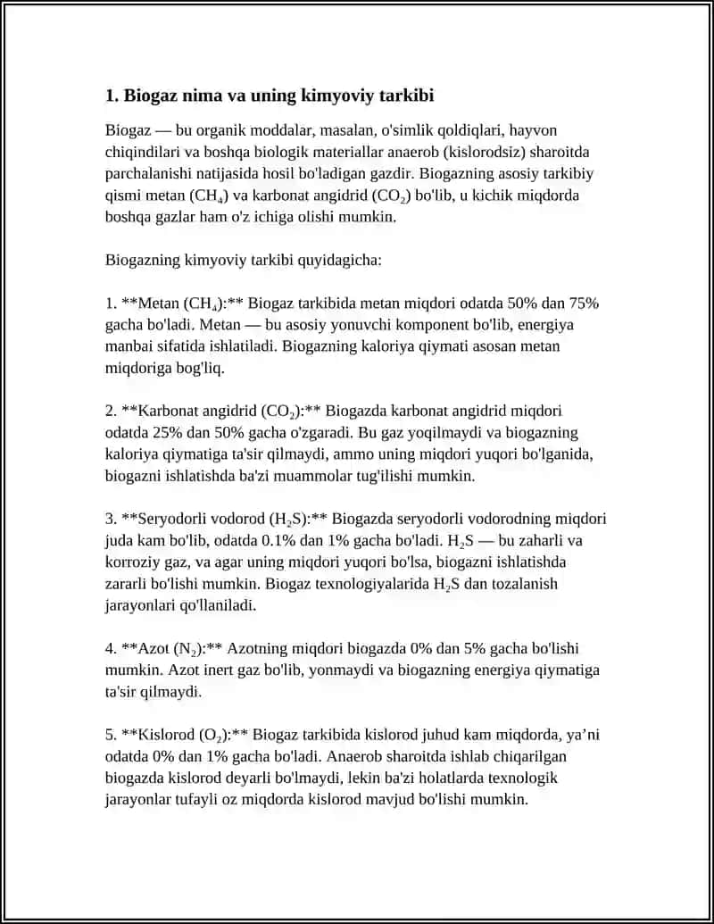 BIOGAZ ENERGIYASINI HOSIL QILISH VA ISTEʼMOL JARAYONI 4