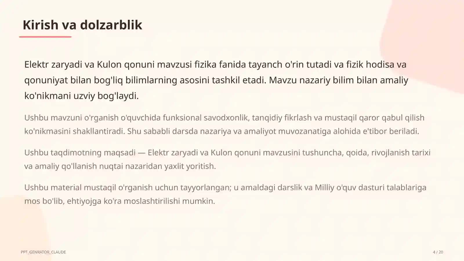 Elektr zaryadi va Kulon qonuni (8-sinf) 4