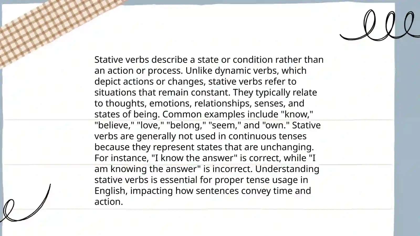 Action and stative verbs 4
