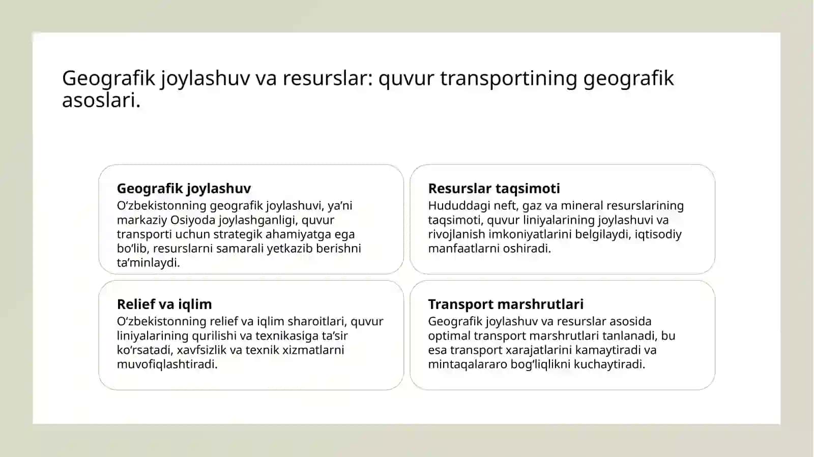 Quvur transporti rivojlanishining hududiy jihatlari 4