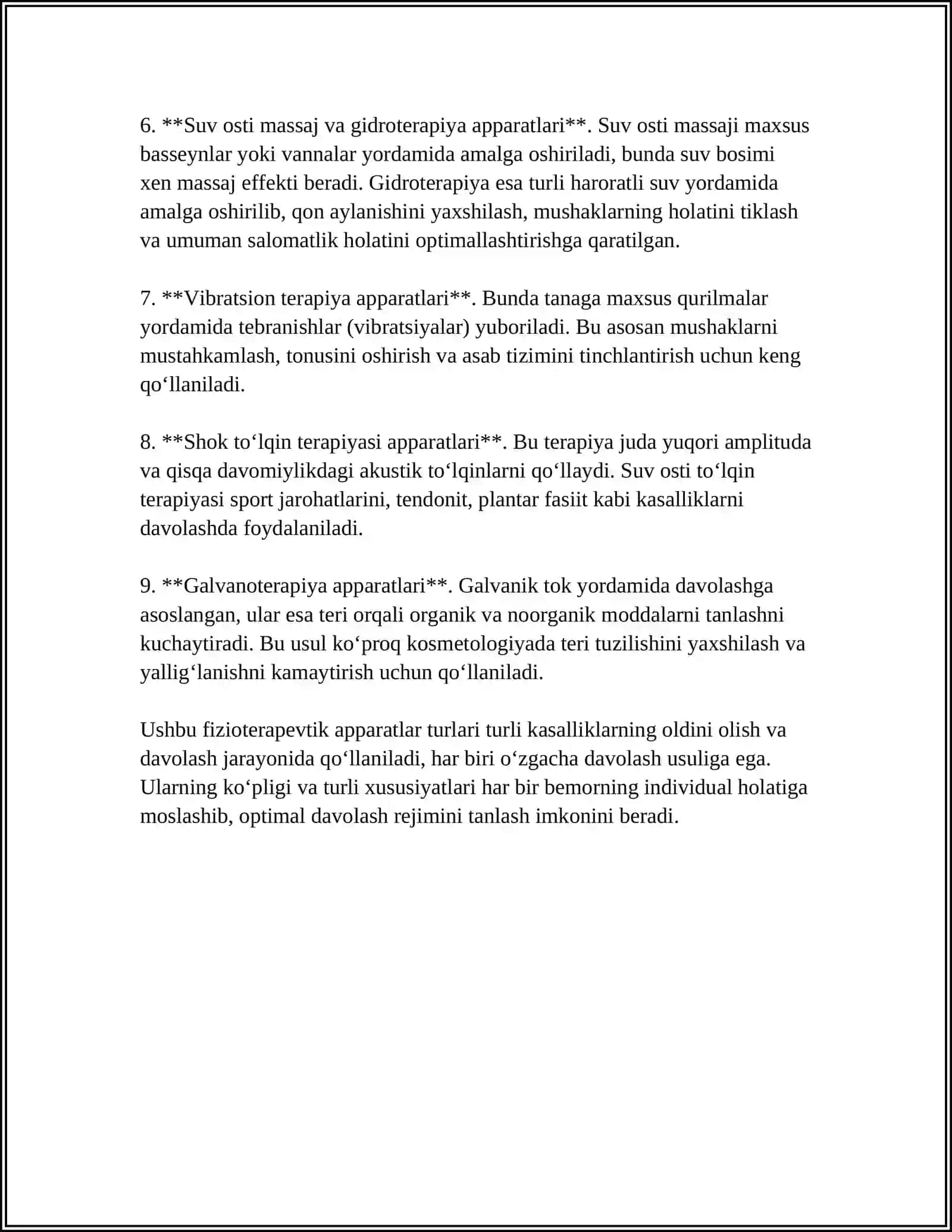 PAST VA YUQORI CHATOTALI FIZATERAPEVLIK APARATLAR.ULARNI ISHLASGNING FIZIK ASOSLARI 4