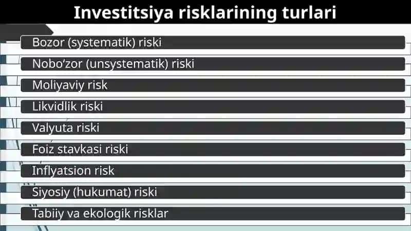 Investitsiya risklarni va ularni pasaytirish yo’llari 4