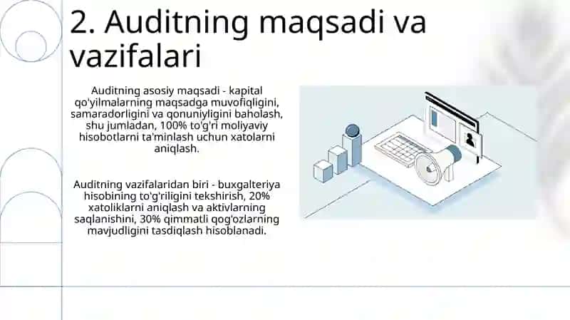 Kapital qo'yilmalar auditining axborot manbalari vazifalari 4