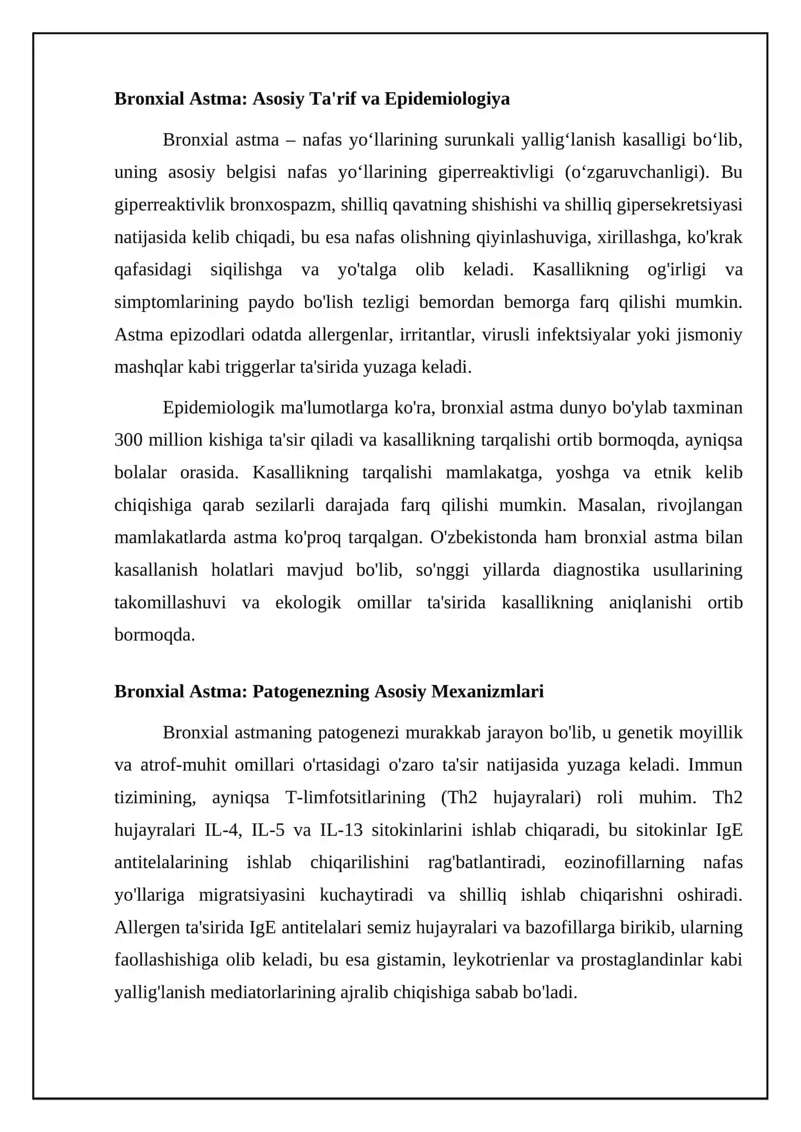 Bronxial astma. Etiologiya, patogenez, klinika, davolash, bemorlarni parvarish kilish 4