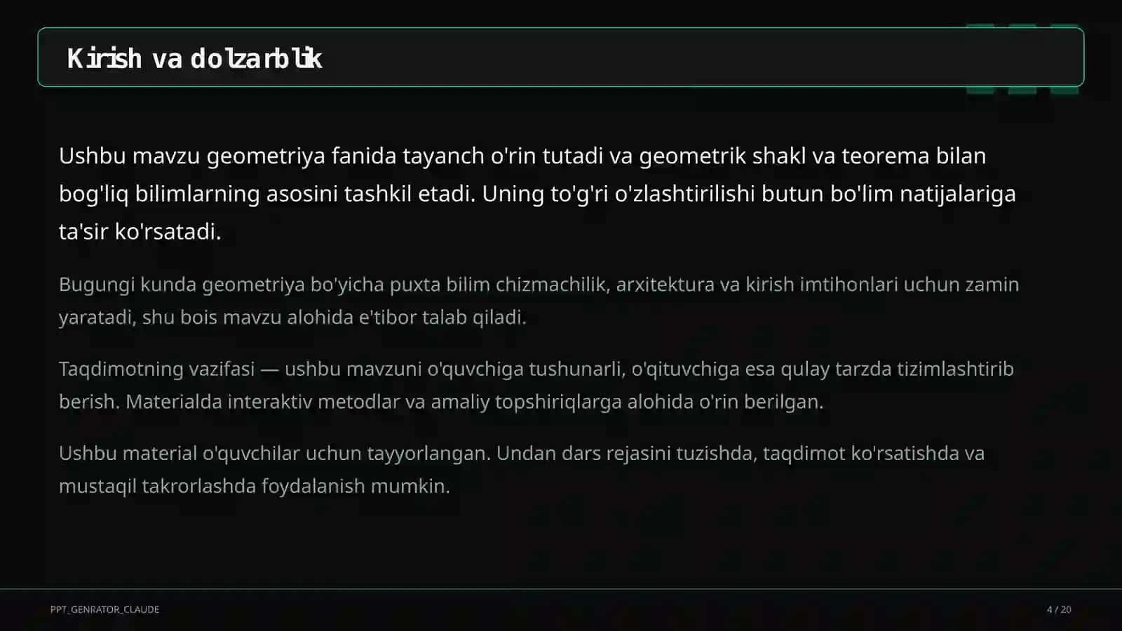 To'g'ri burchakli uchburchakda trigonometrik nisbatlar (8-sinf) 4