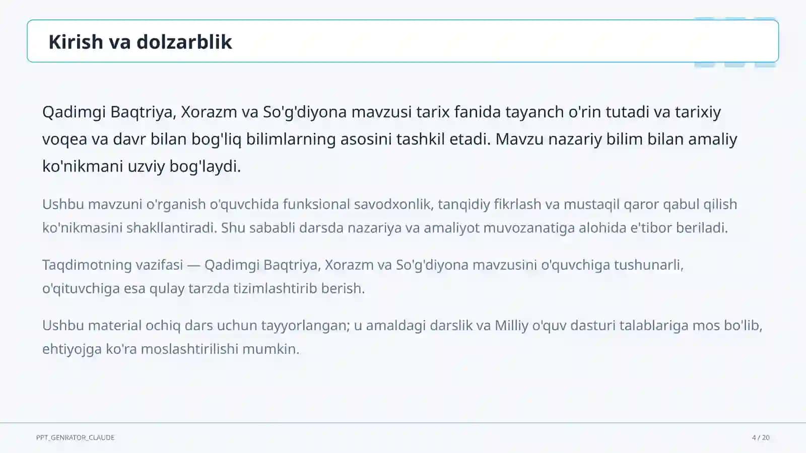 Qadimgi Baqtriya, Xorazm va So'g'diyona (6-sinf) 4