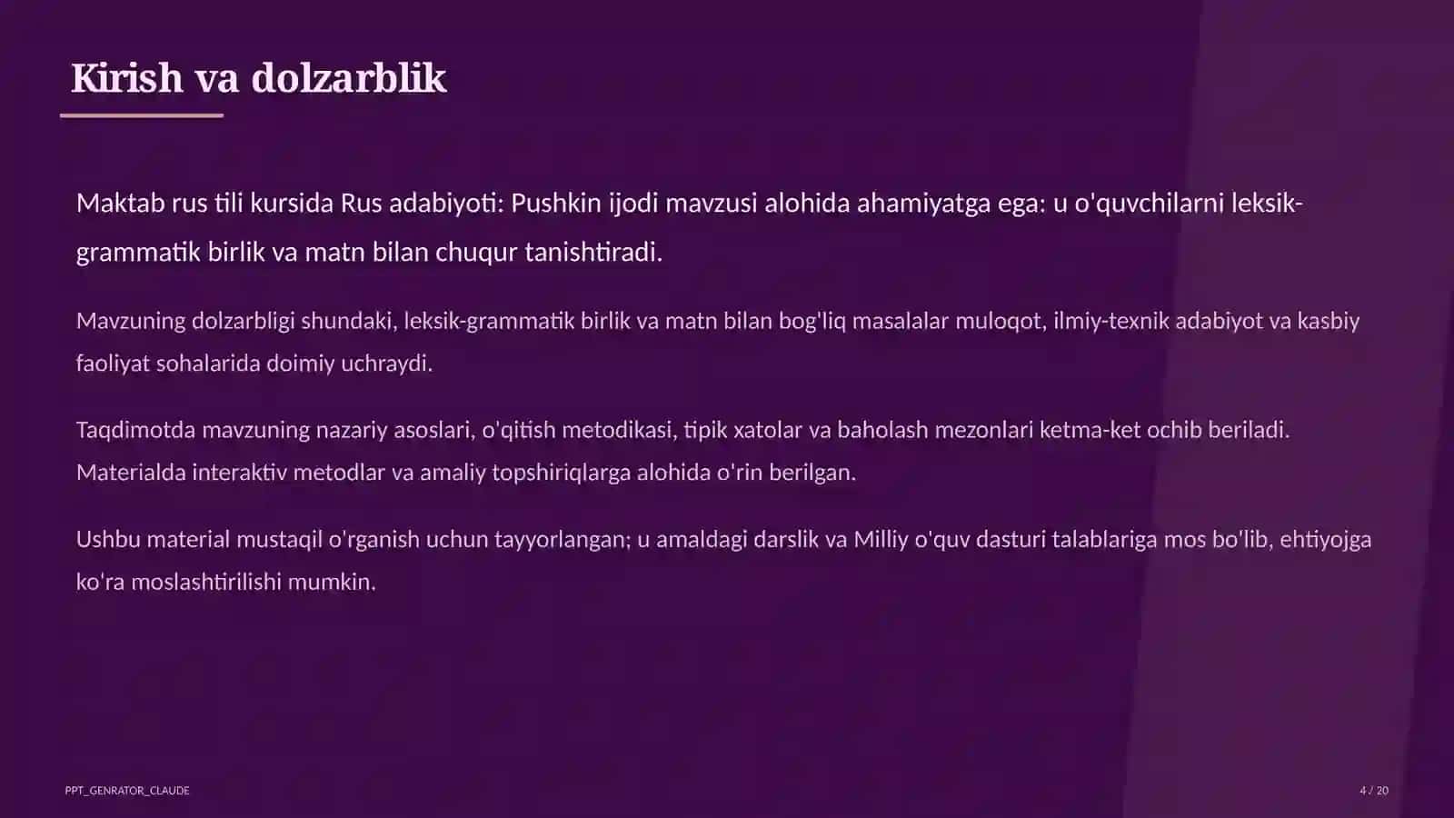 Rus adabiyoti: Pushkin ijodi (9-sinf) 4