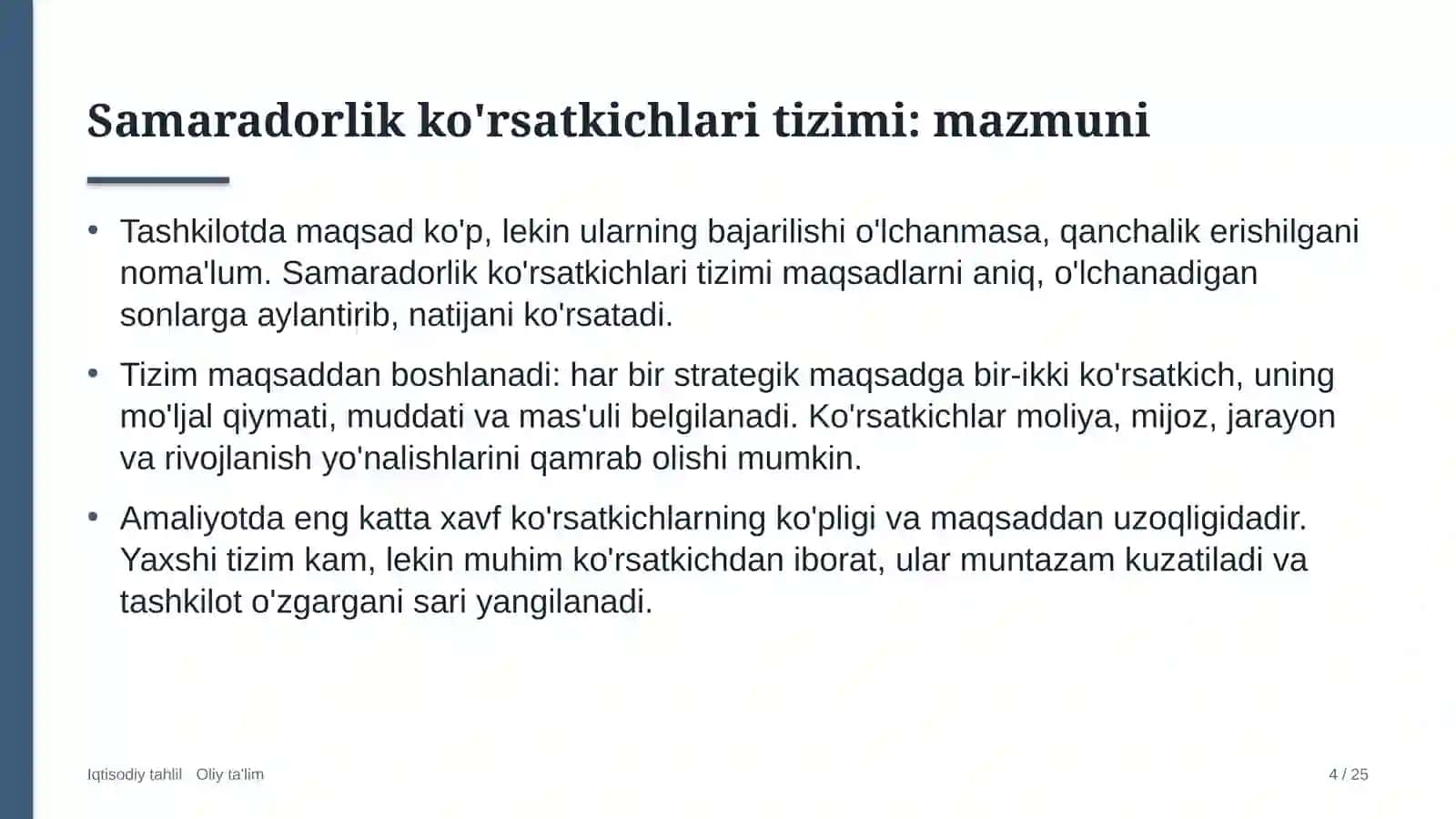 Yetkazib berish xizmatlarida samaradorlik ko'rsatkichlari tizimi 4
