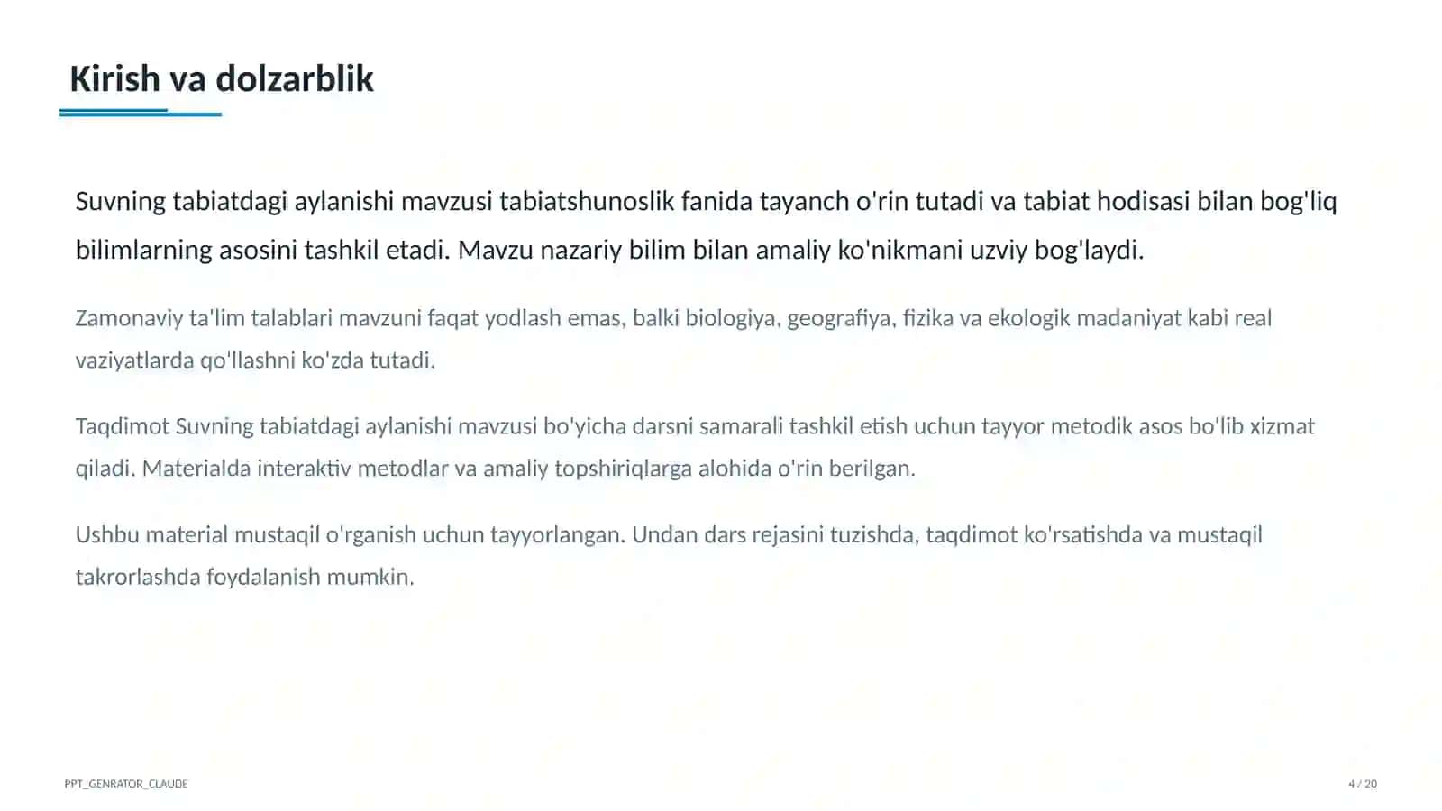 Suvning tabiatdagi aylanishi (2-sinf) 4