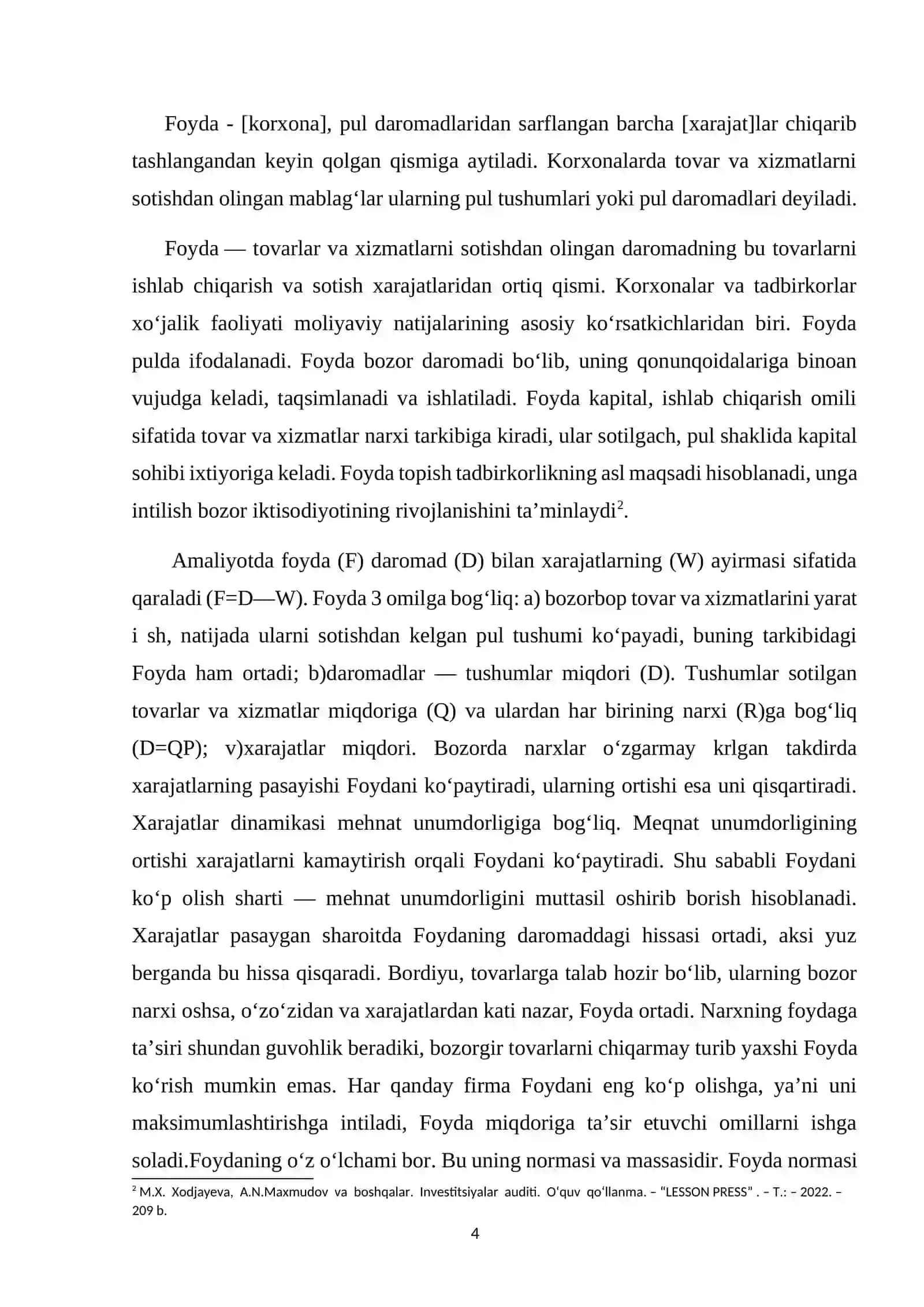 FOYDA VA UNING XAJMIGA TA’SIR ETUVCHI OMILLAR 4
