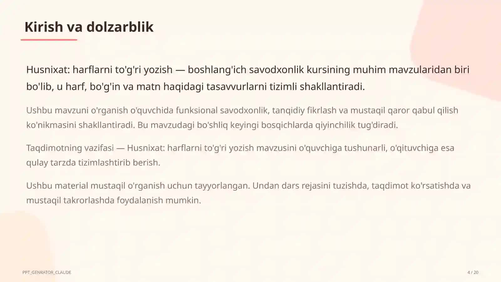 Husnixat: harflarni to'g'ri yozish (1-sinf) 4
