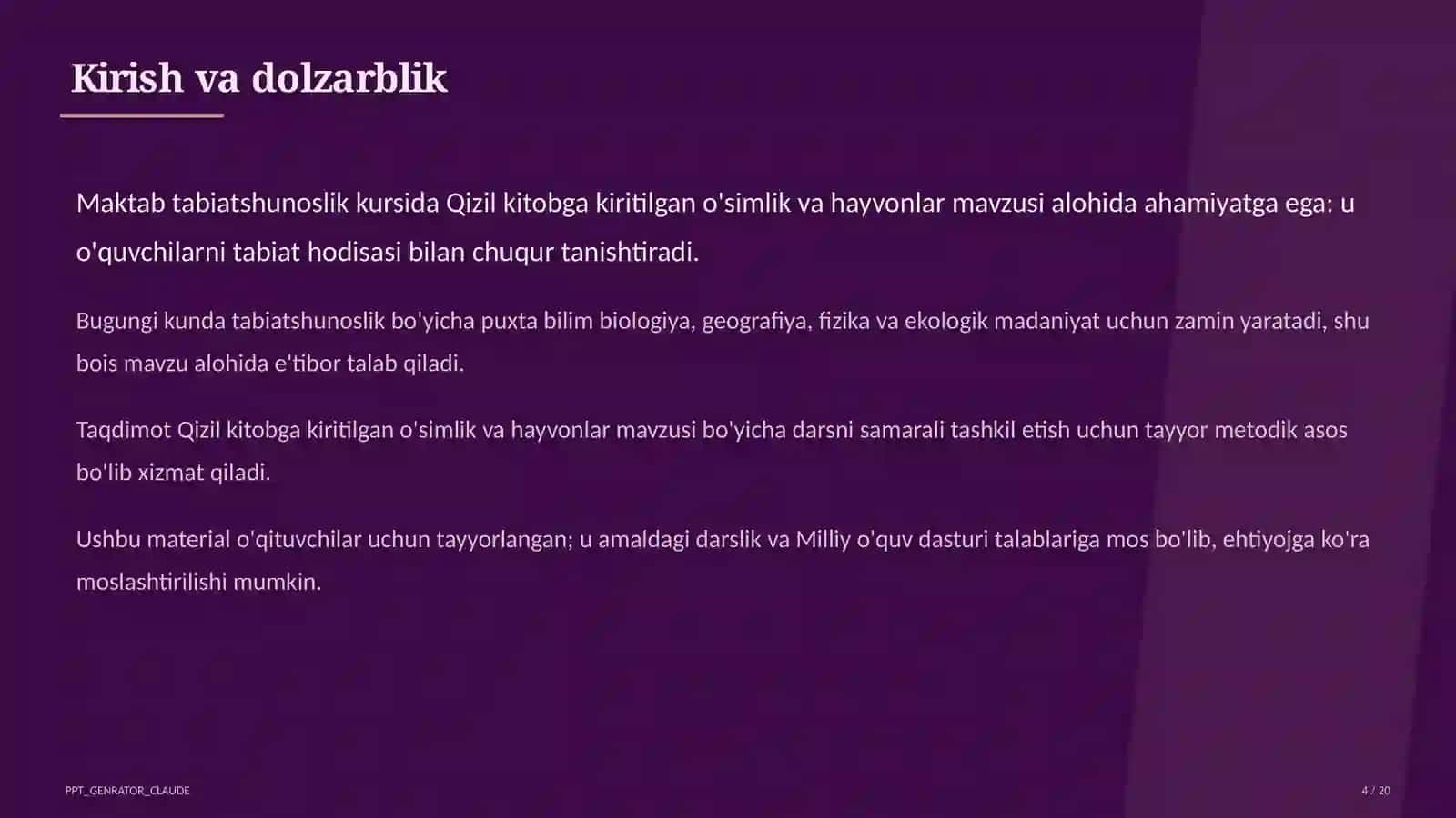 Qizil kitobga kiritilgan o'simlik va hayvonlar (4-sinf) 4