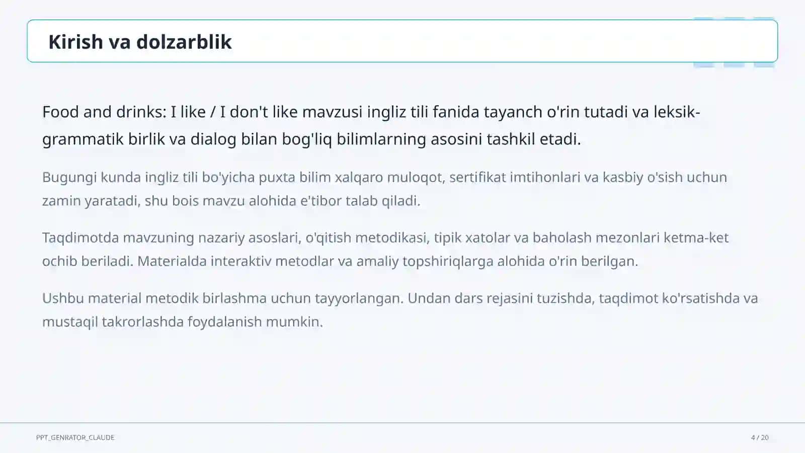 Ingliz tili (1–11) — metodik birlashma uchun 4