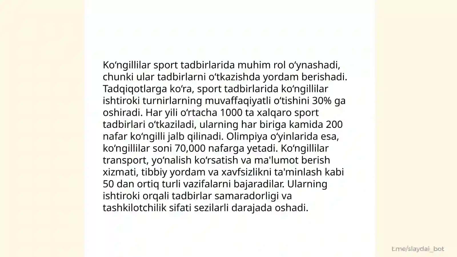 Sport tadbirlarini tashkillashtirishda ko‘ngillilardan tashkil topgan guruhning faoliyatining maqsad va vazifalari 4