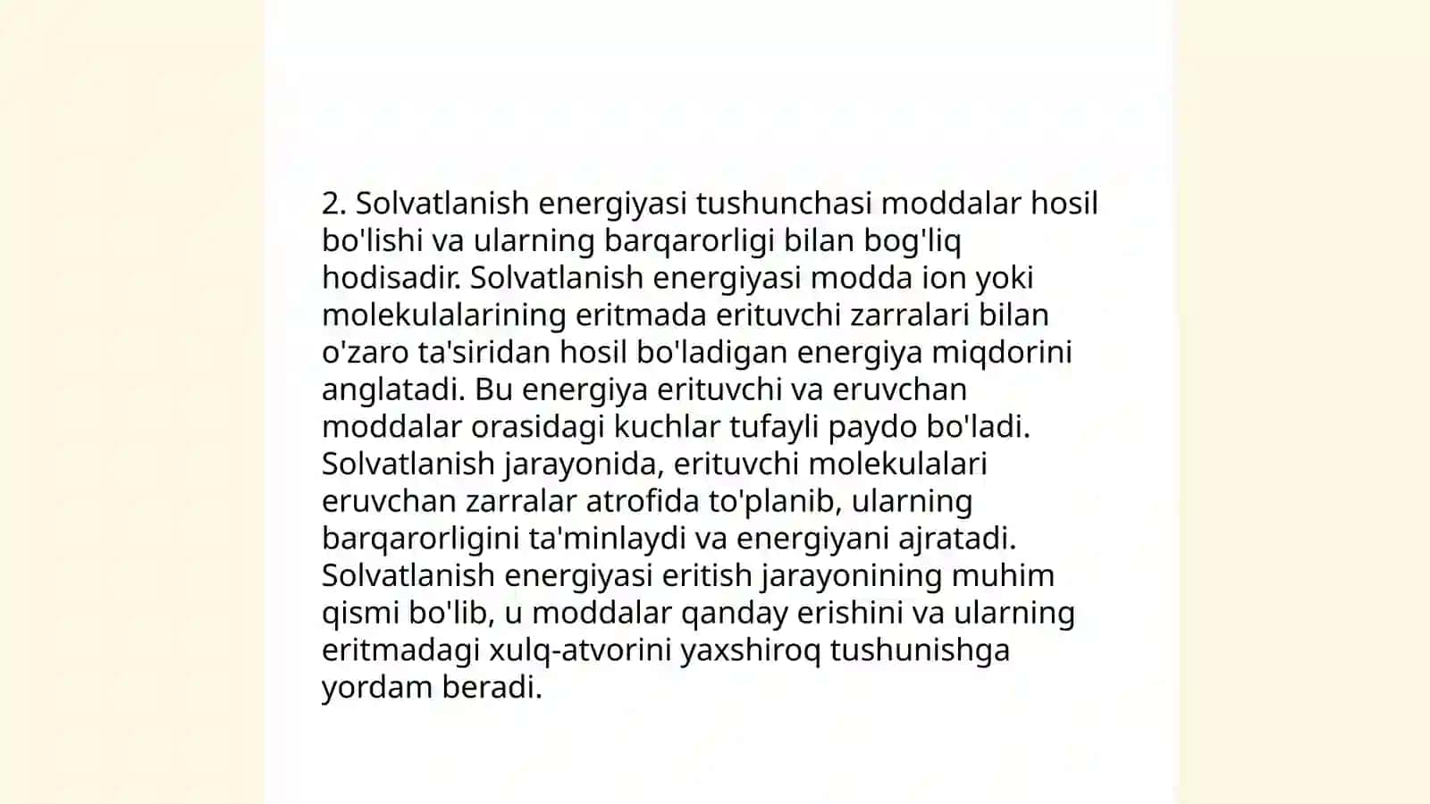 Zarrachalarning solvatlanishi,struk-mehanik, termodinamik va entropiya faktorlarini o'tganish 4