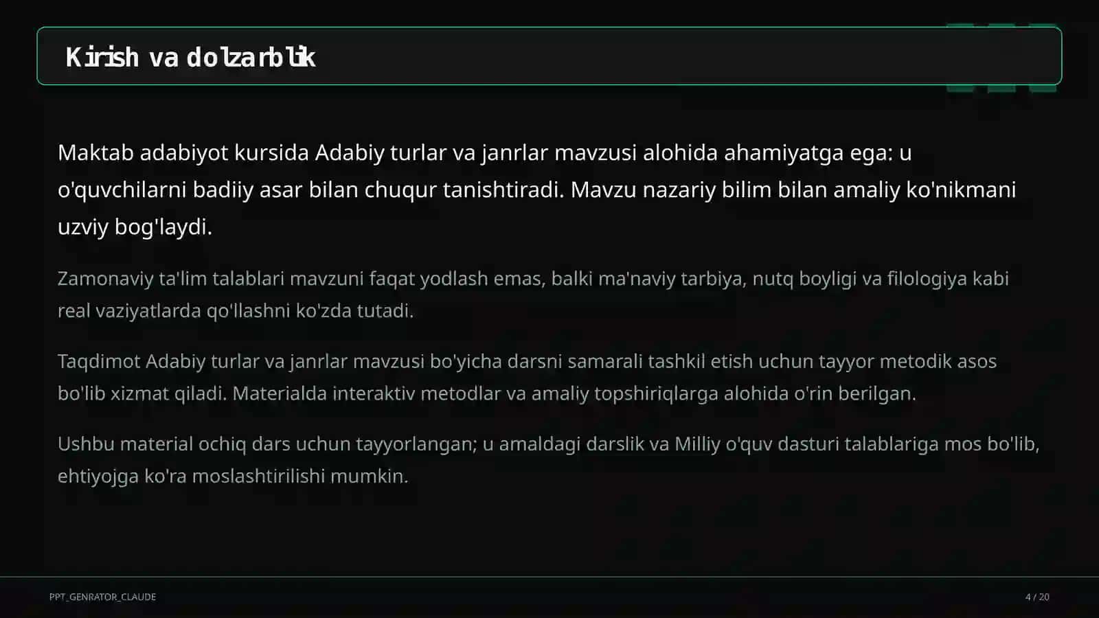Adabiy turlar va janrlar (10-sinf) 4