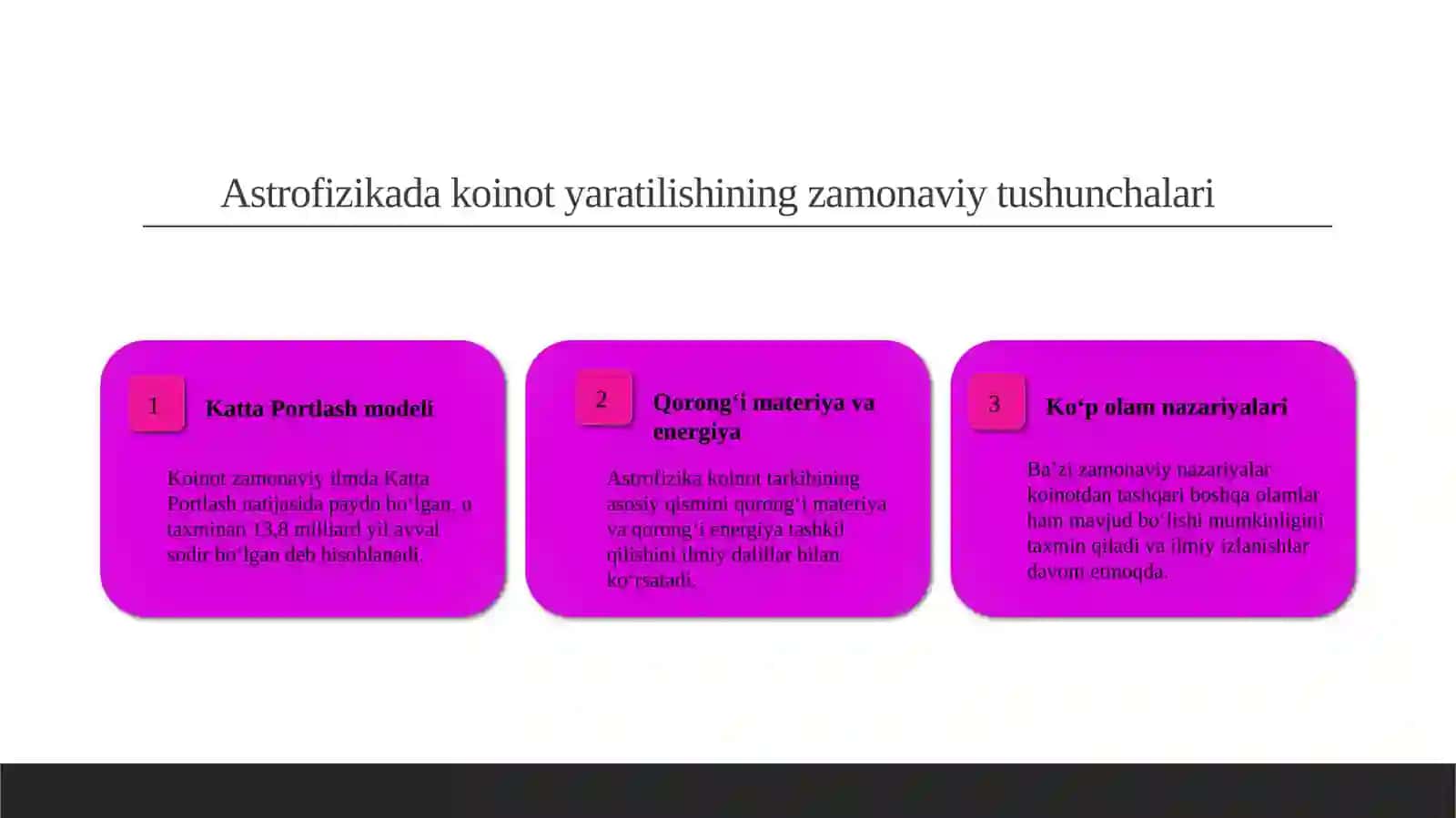 Olamning paydo bo'lishi va evolyutsiyasi 4