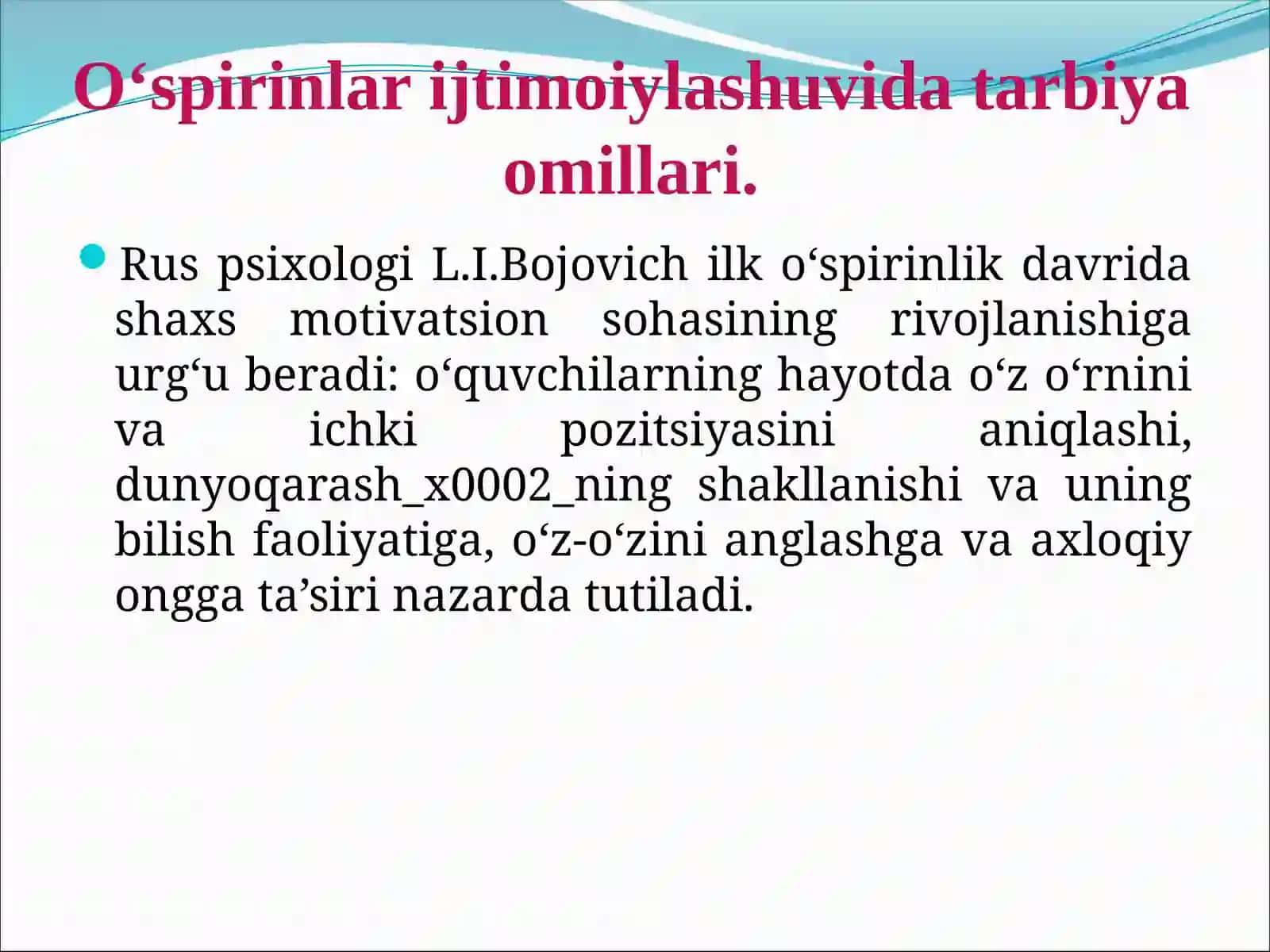 O’spirinlik davri psixologiyasi 4