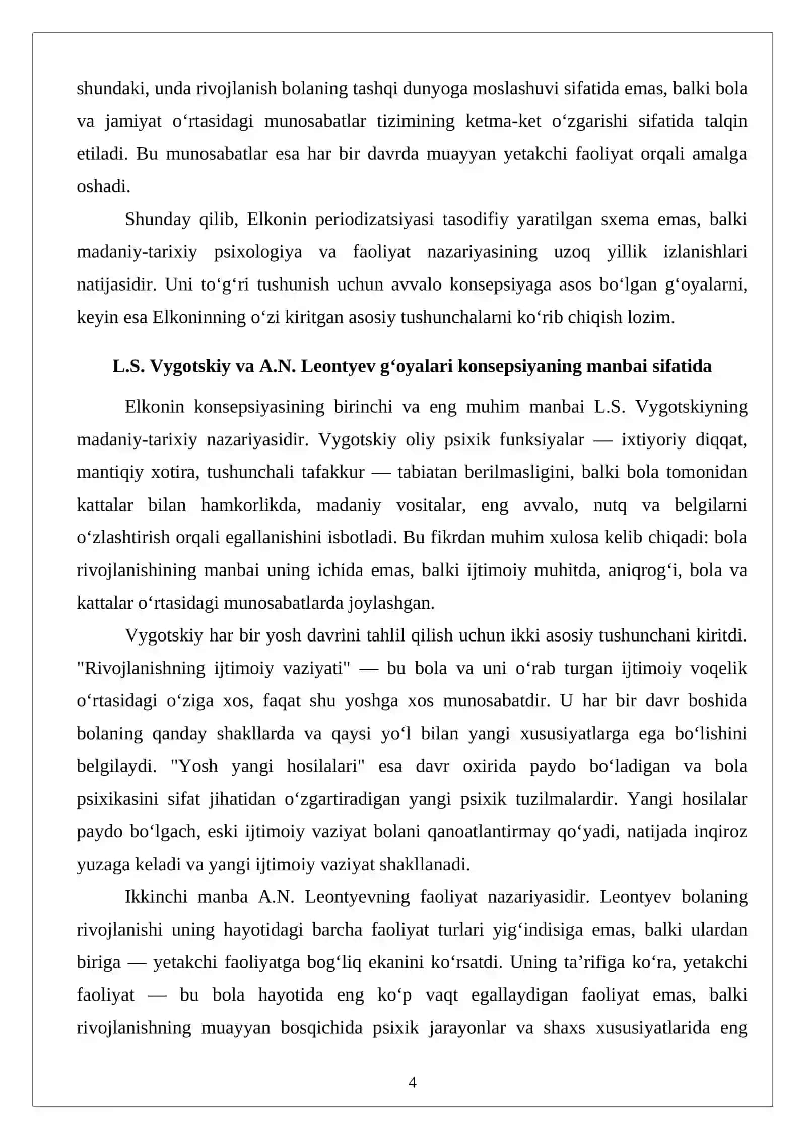 D.B. Elkonin bo‘yicha shaxs taraqqiyotining tuzilishi 4