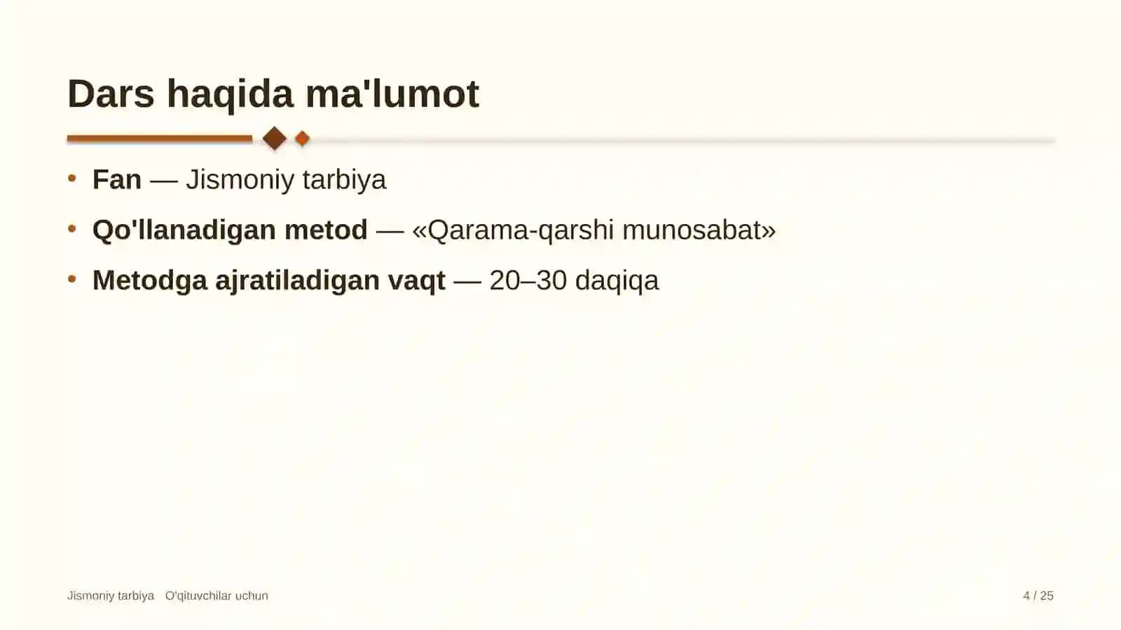 jismoniy tarbiya darslarida qarama qarshi munosabat metodidan foydalanish 2682 4