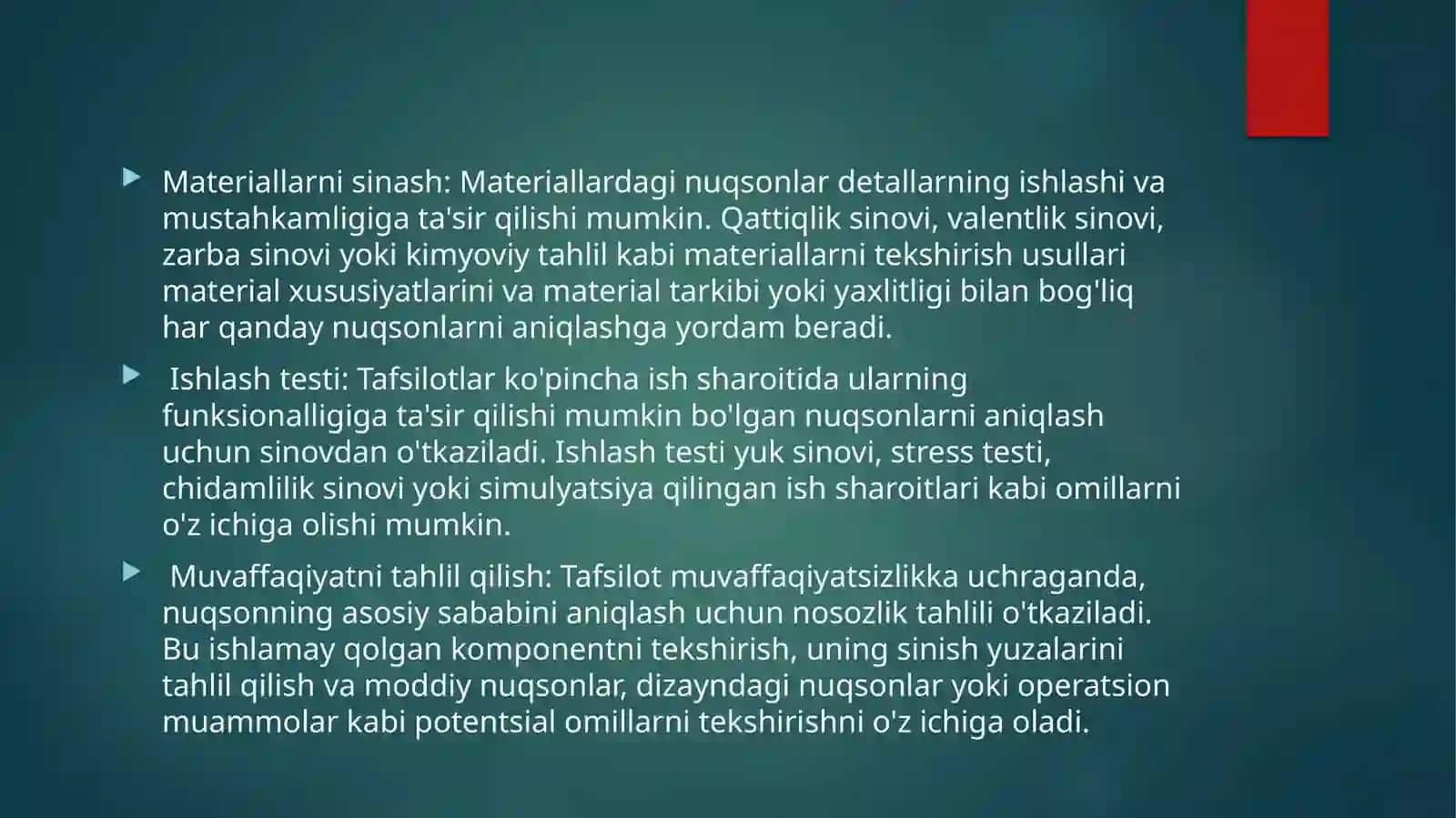 Texnologik jixozlarni ta'mirlash va xizmat ko'rsatish fanida taqdimot 4