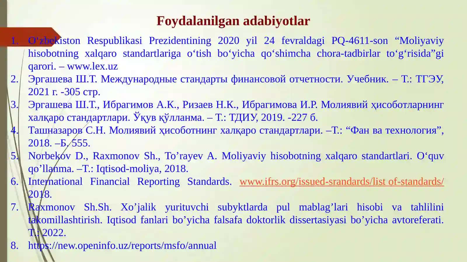 PUL MABLAG”LARI HARAKATIto'g'risidagi HISOBOT 4