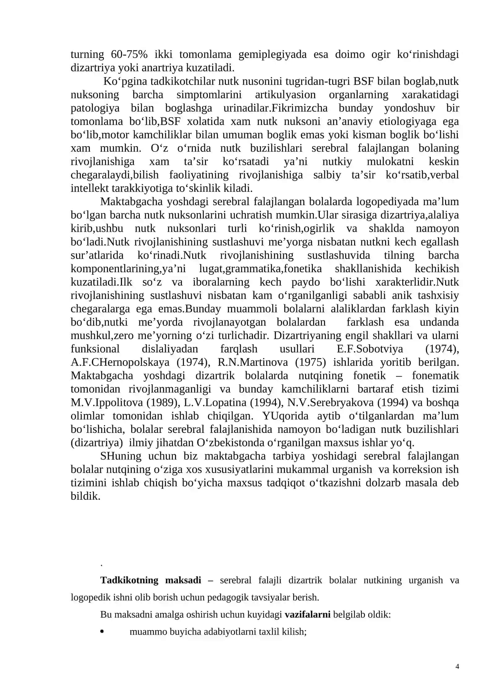Bolalar serebral falajida pedagogik, tibbiy va ijtimoiy reabilitatsiya kompleksida - logopedik korreksiya 4
