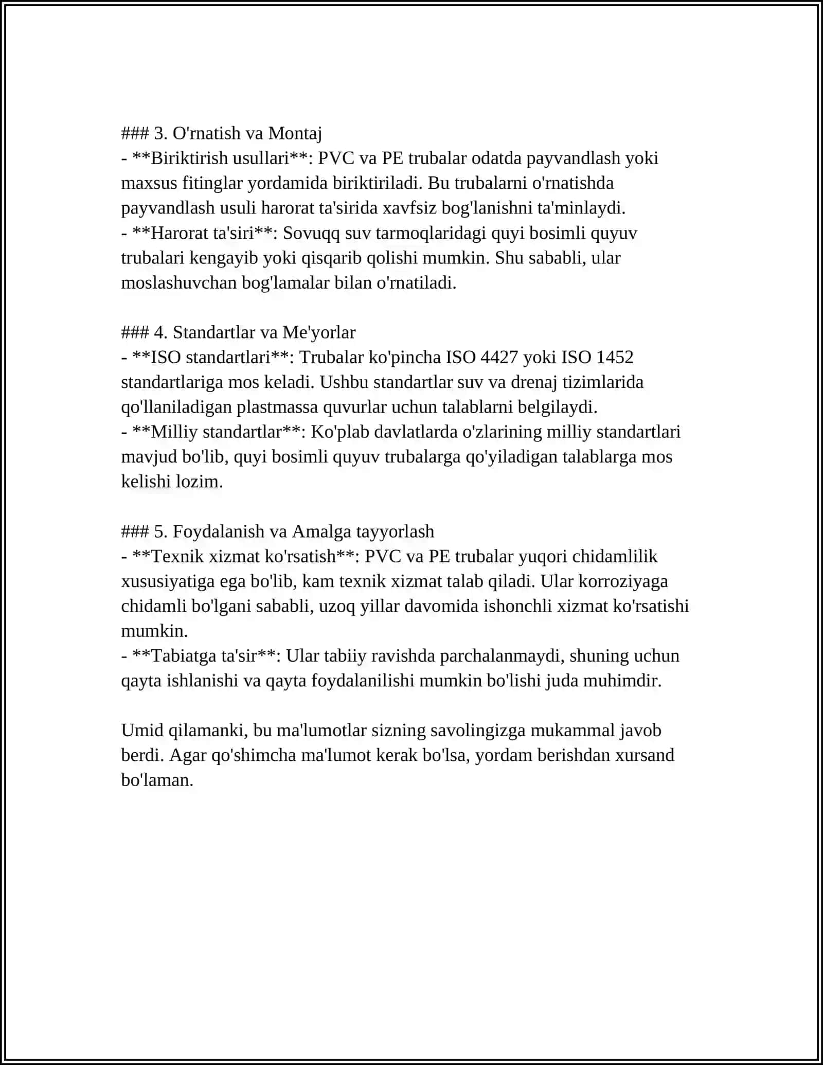 SOVUQ SUV TARMOG`IDA ISHLATILADIGAN MATERIALLAR VA ARMATURALAR 4