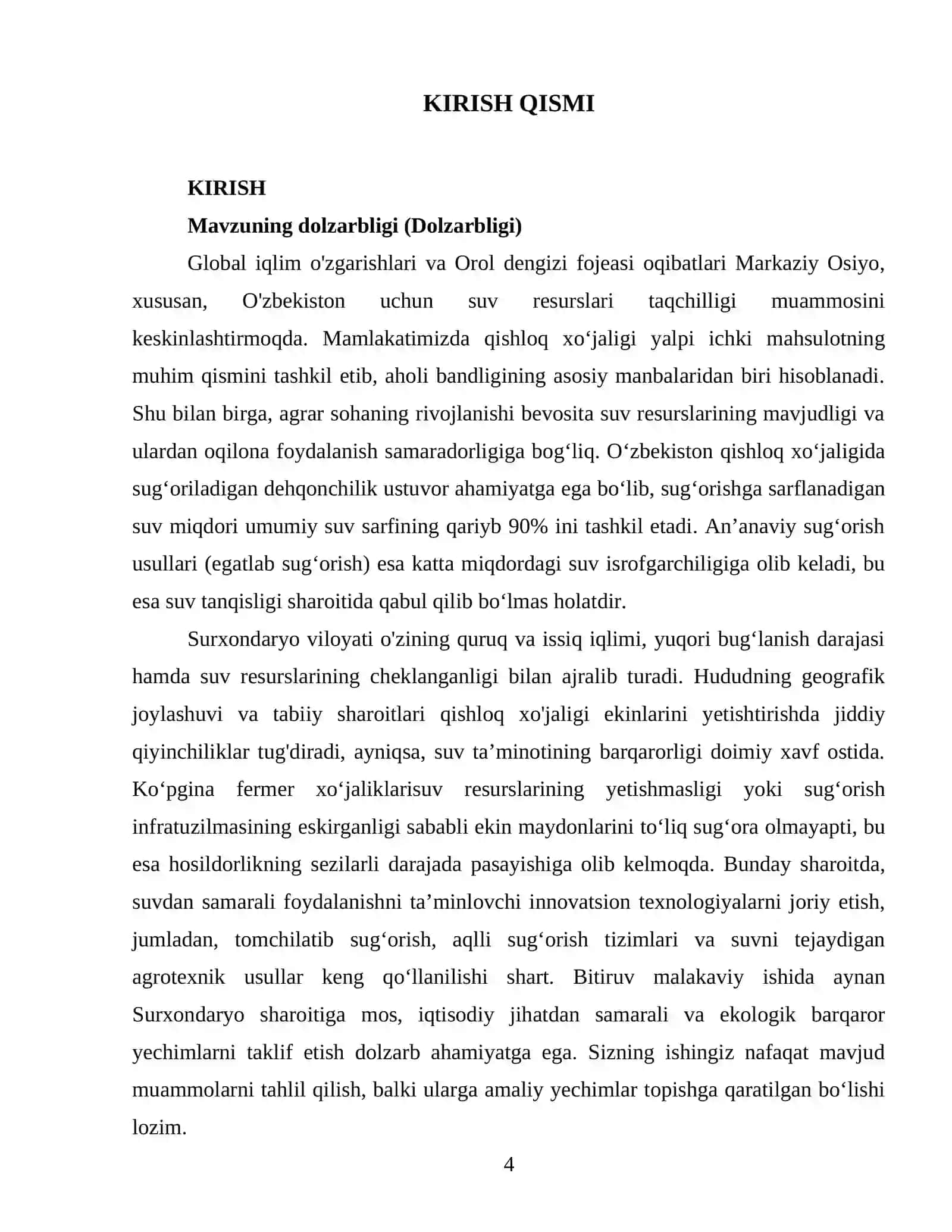 Quyosh energiyasidan foydalangan holda Surxondaryo viloyatida suv tejovchi zamonaviy sug‘orish tizimlarini loyihalash va avtomatlashtirish 4