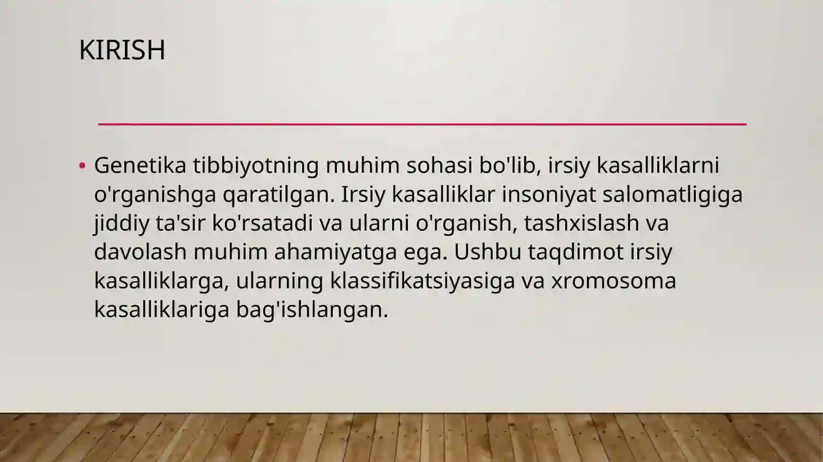 Tibbiy Biologiya va Genetika fanidagi taqdimot 4