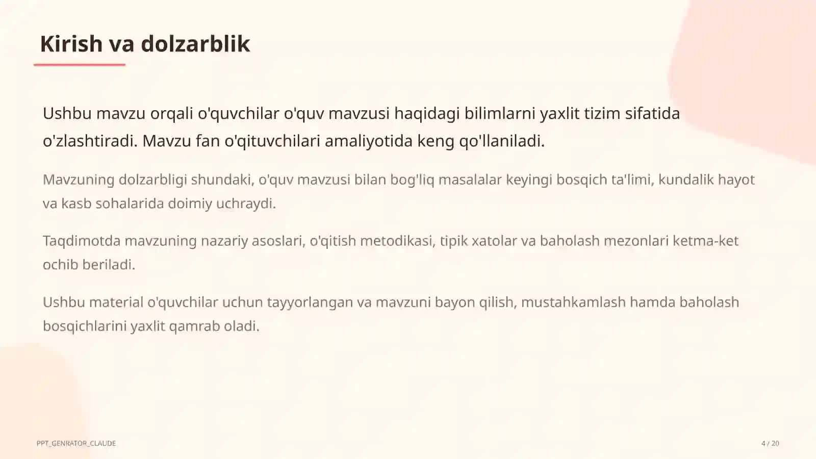 Spiral yondashuv: bilim va ko'nikmalarni sinfdan sinfga bosqichma-bosqich rivojlantirish 4