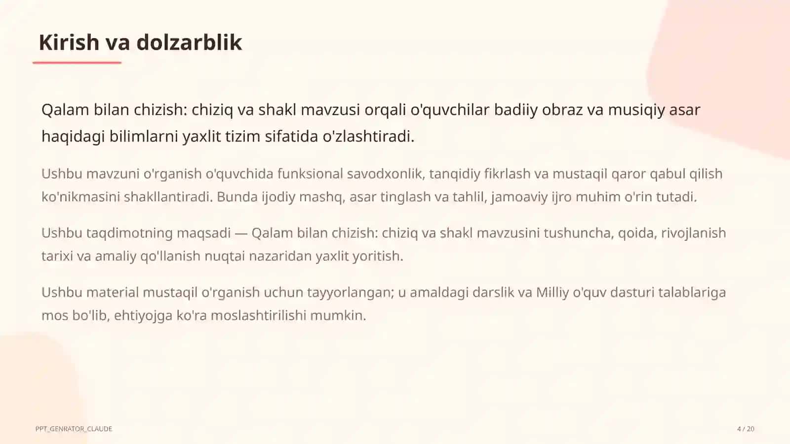 Qalam bilan chizish: chiziq va shakl (1-sinf) 4