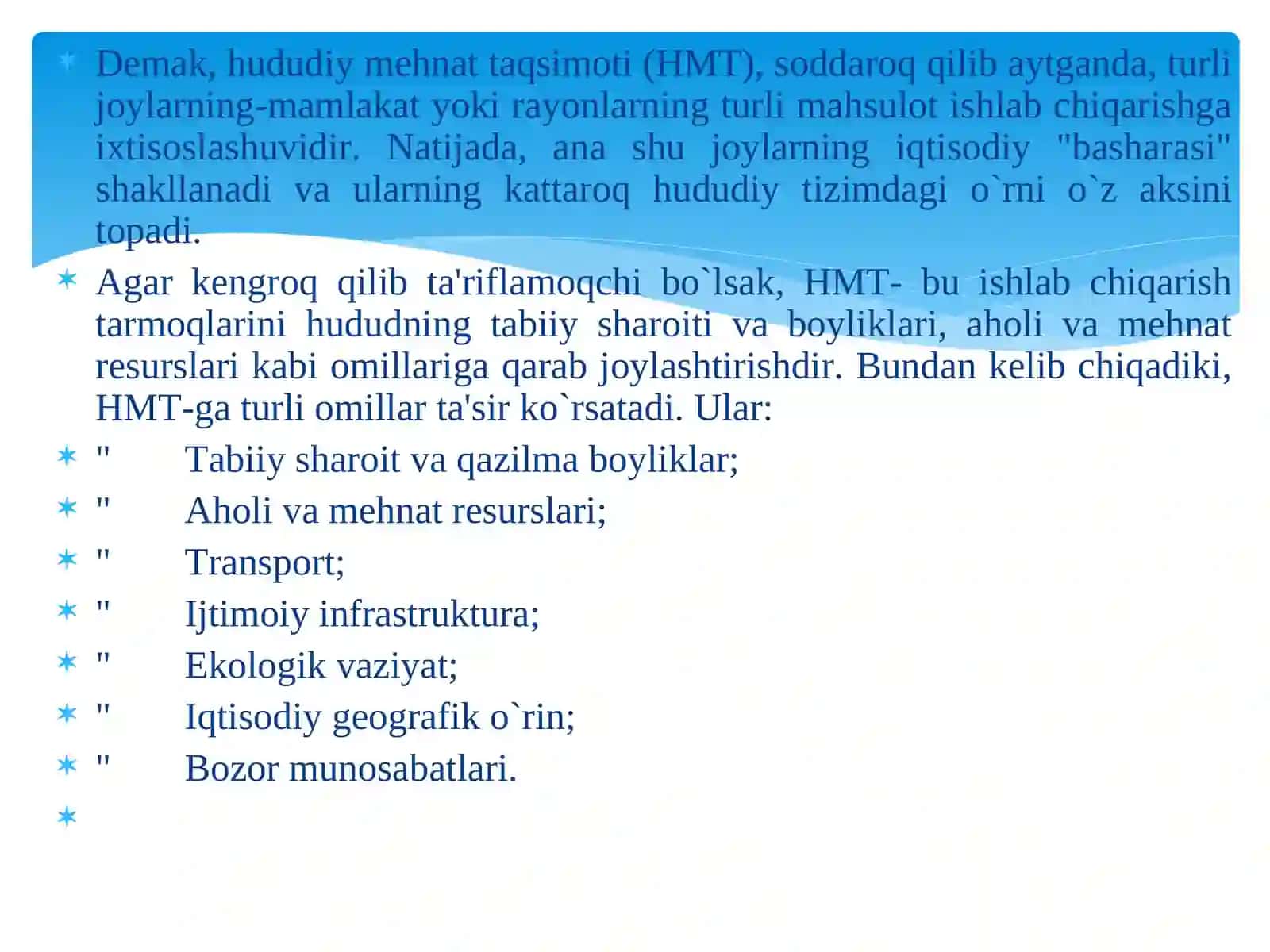 Hududiy mehnat taqsimoti va hududiy ishlab chiqarish majmualari 4