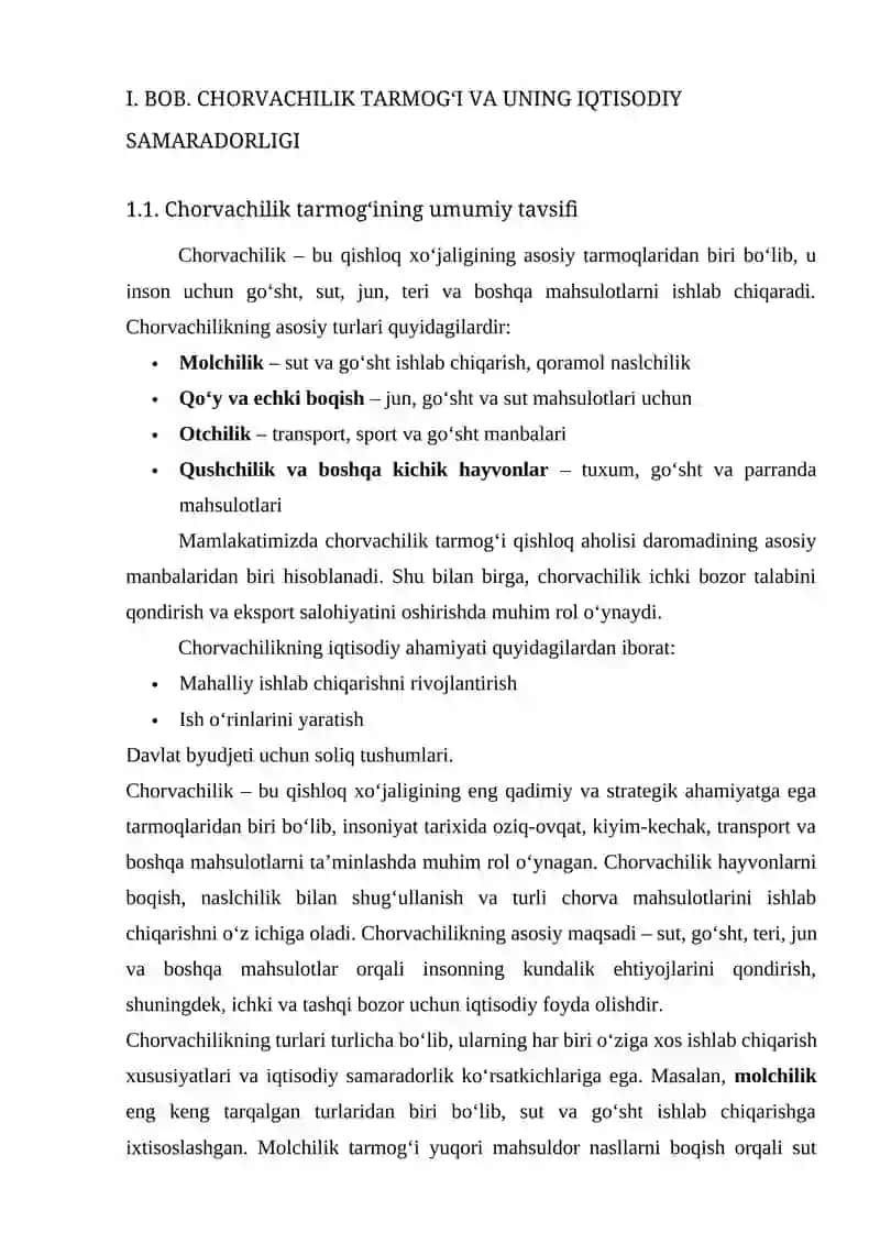 CHORVACHILIK TARMOG‘INING IQTISODIY SAMARADORLIGINI OSHIRISH 4