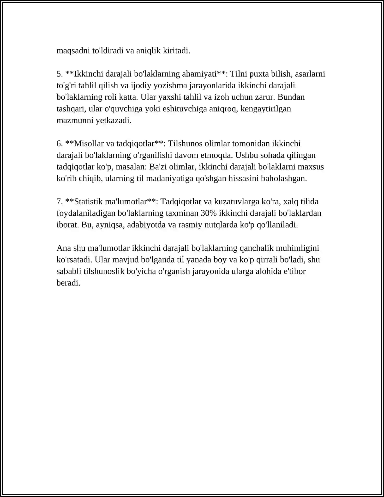 IKKINCHI DARAJALI BO'LAKLAR VA ULARNING XUSUSIYATLARI 4