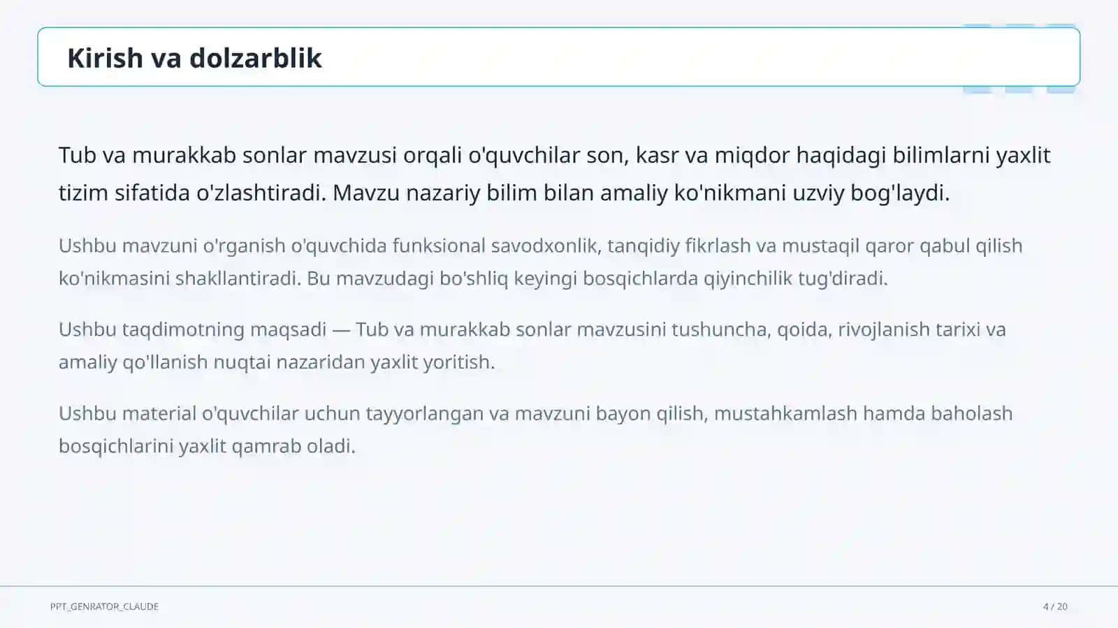 Tub va murakkab sonlar (5-sinf) 4