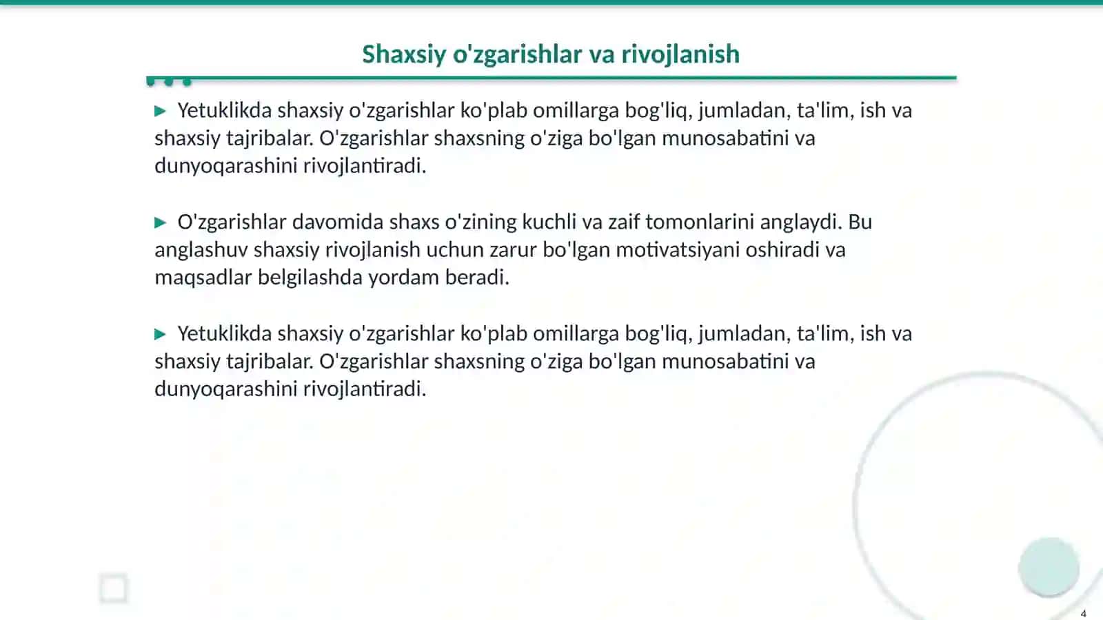 Yetuklik davrida psixologik rivojlanishining oziga xos xususiyatlari 4