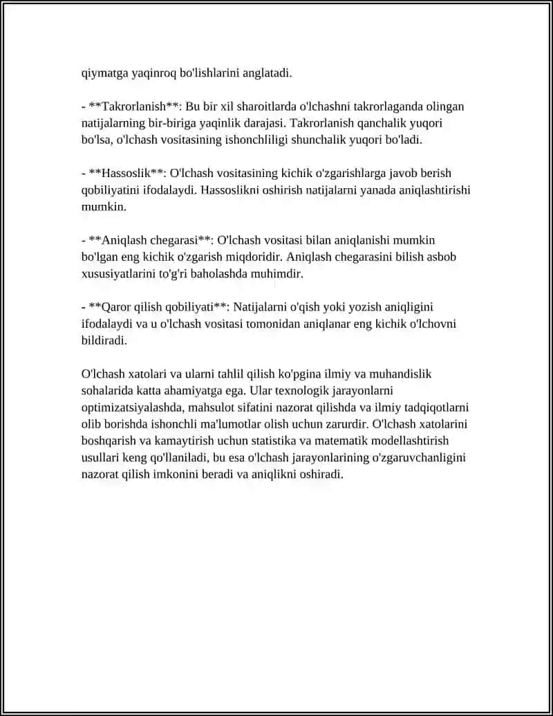 O’LCHASH XATOLARI NAZARIYASI 4