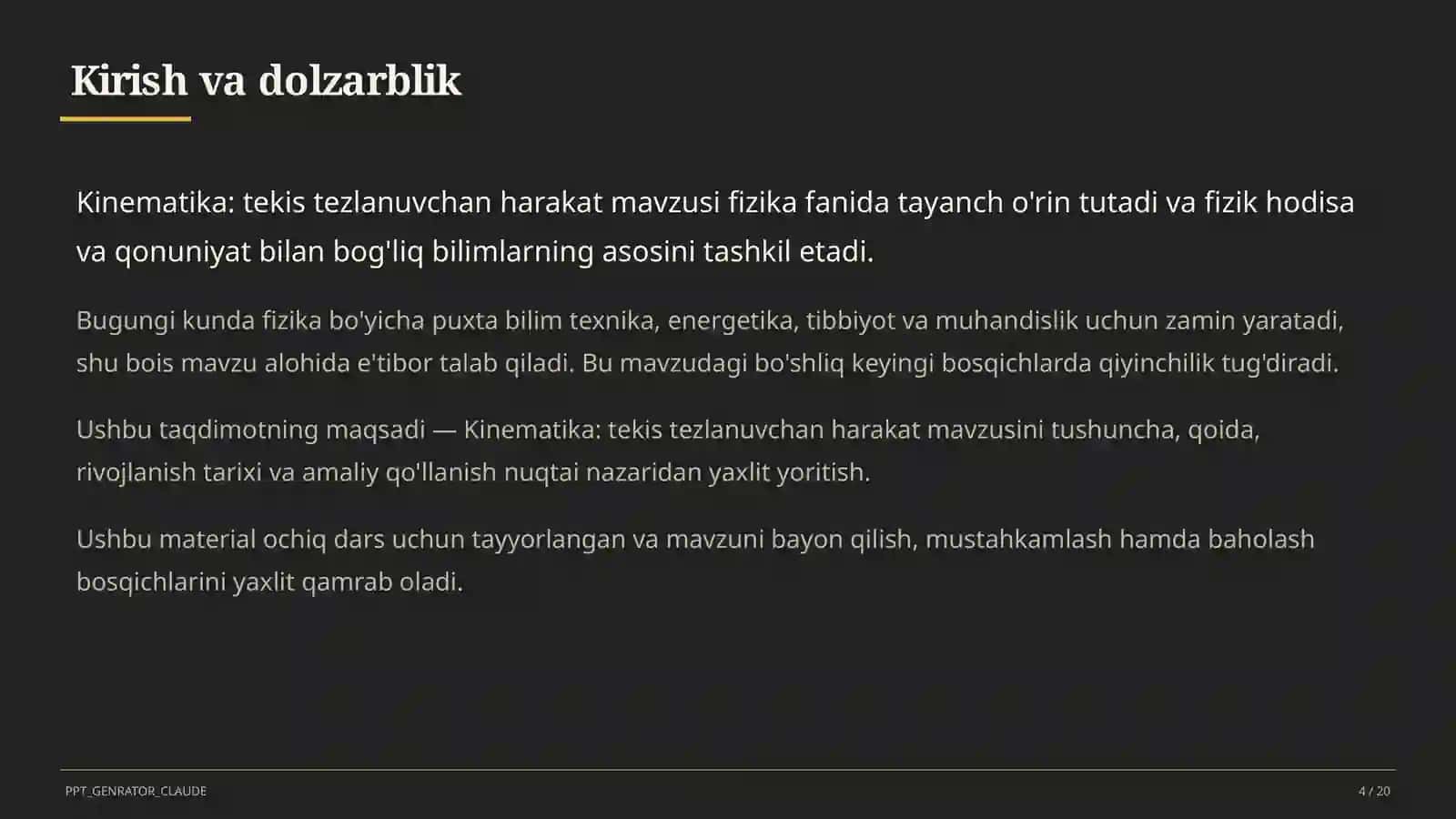 Fizika (6–11) — ochiq dars uchun 4