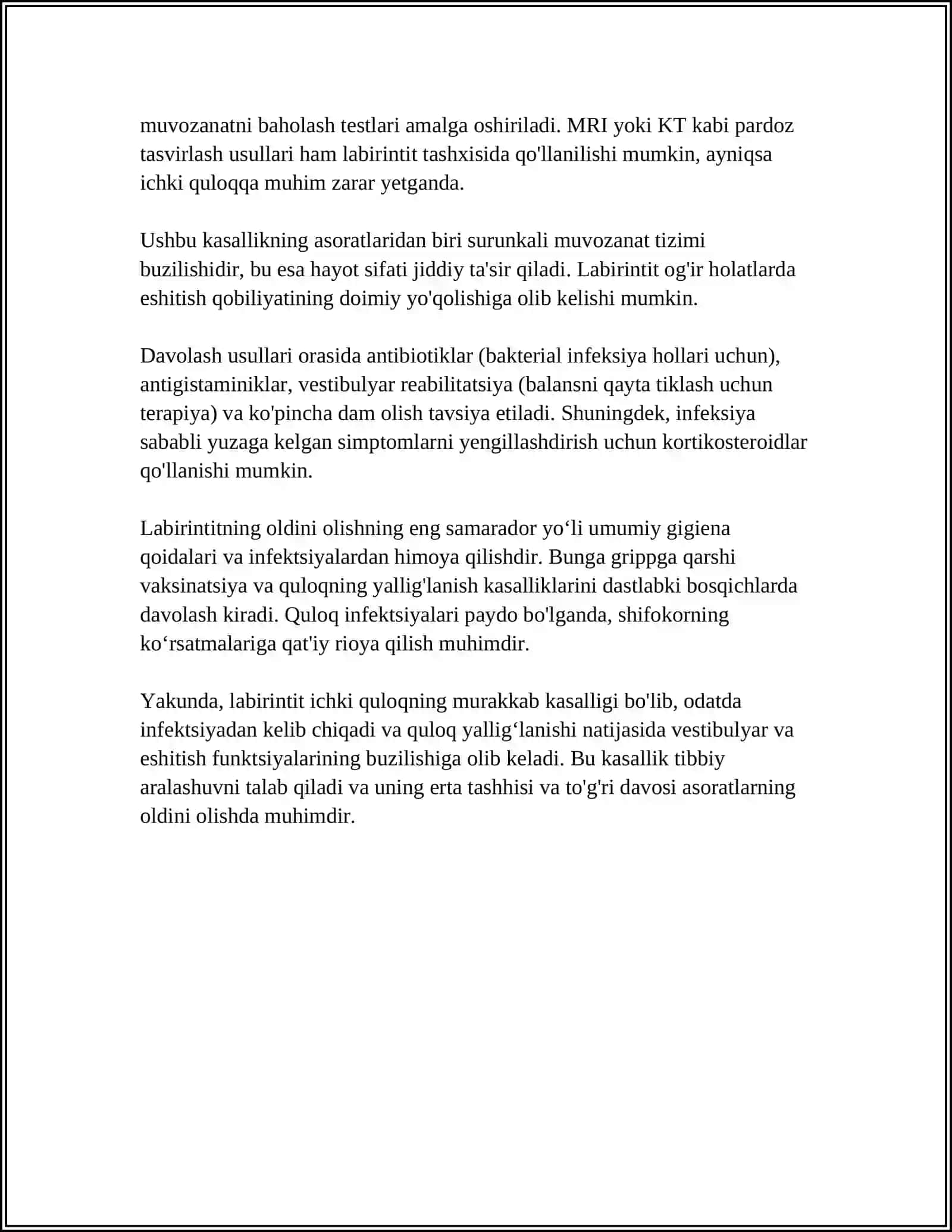 LABIRINTIT KILINIKASI (ICHKI QULOQNING YALIGLANISHI) 4