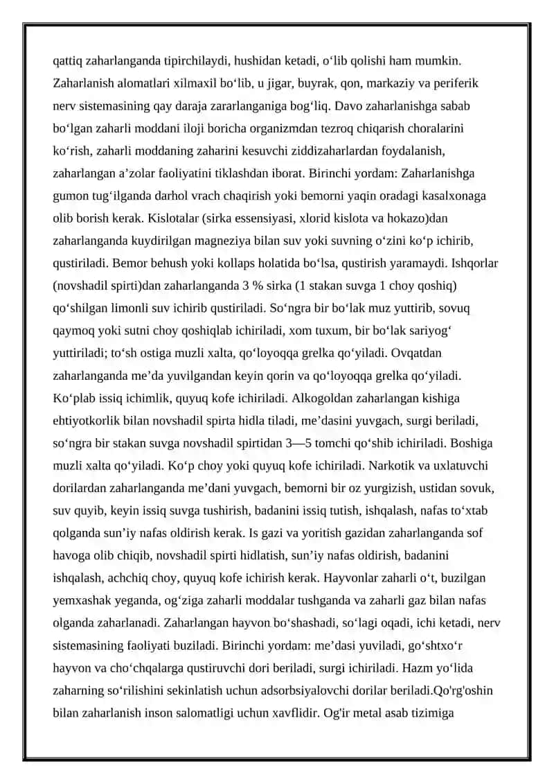 TINCHLIK VA URUSH   DAVRDA   ZAHARLANISHLAR TEXNIK SUYUQLIKLAR BILAN ZAHARLANISHLAR 4