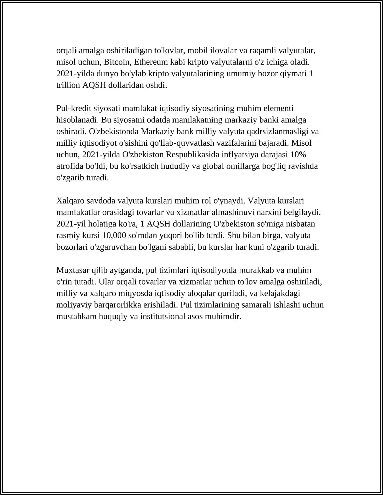 Pul Tizimlari 4