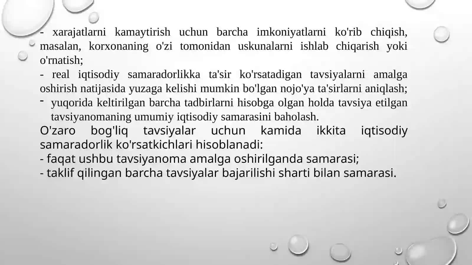 Energiyani tejash bo'yicha tadbirlarni ishlab chiqish, iqtisodiy baholash tartibi va kelishishlar bosqichi 4