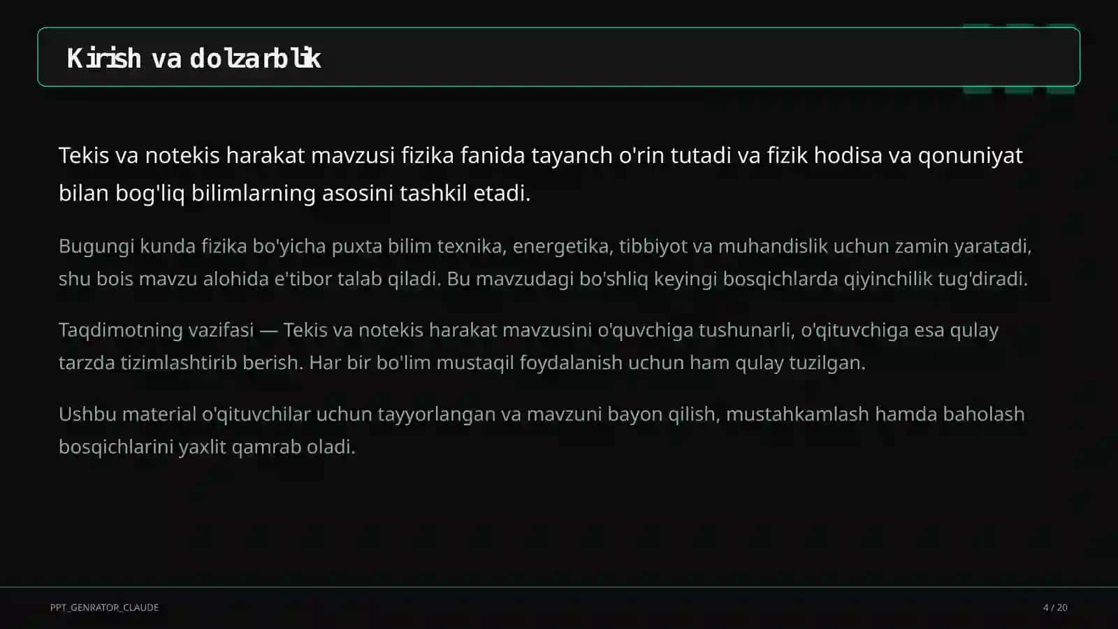 Fizika (6–11) — o'qituvchilar uchun 4