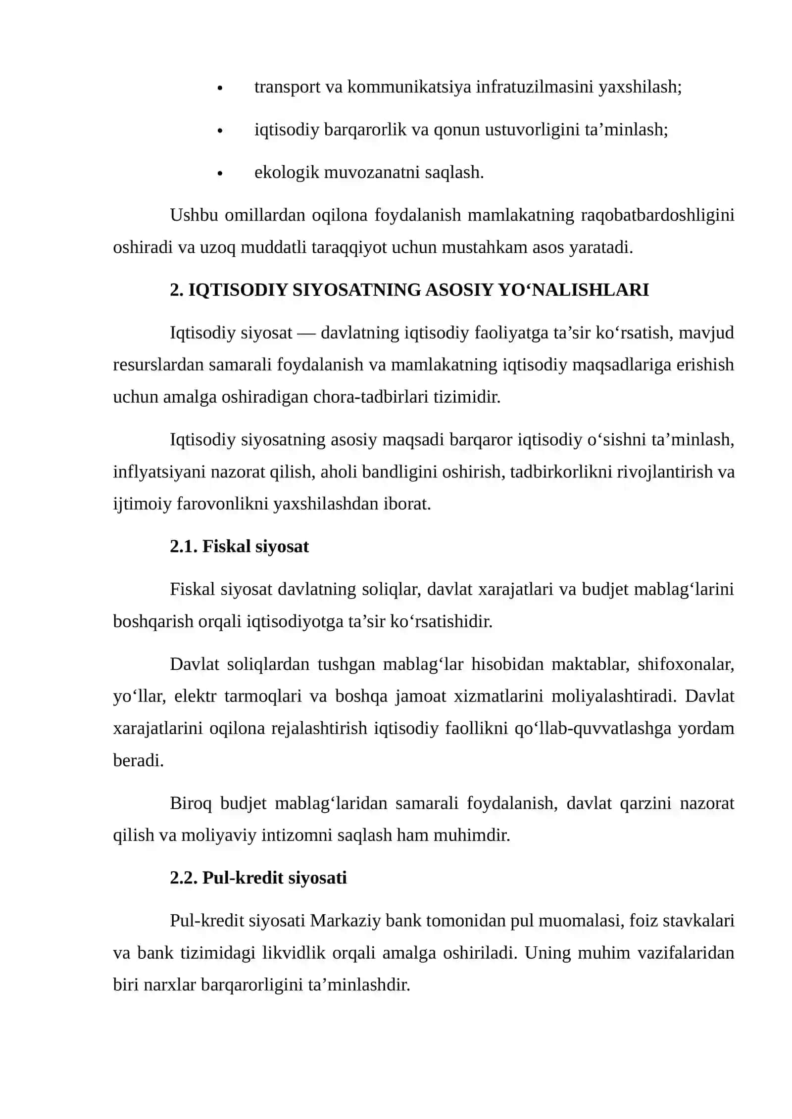 YUKSALISH, RIVOJLANISH VA IQTISODIY SIYOSAT 4
