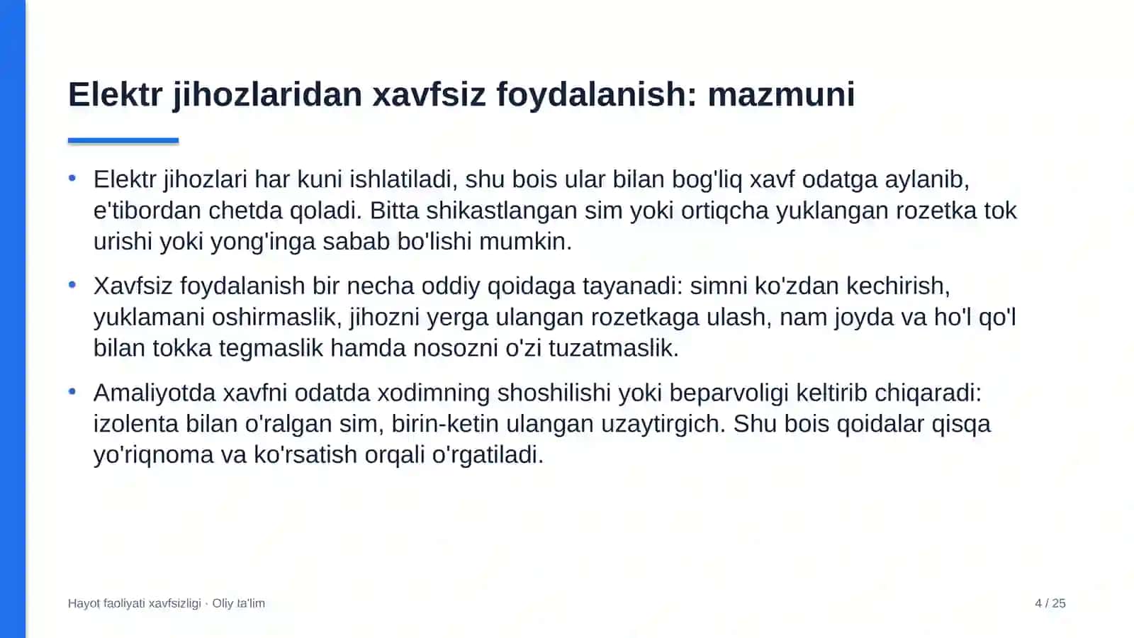 sayyohlik agentliklarida elektr jihozlaridan xavfsiz foydalanish 7223 4