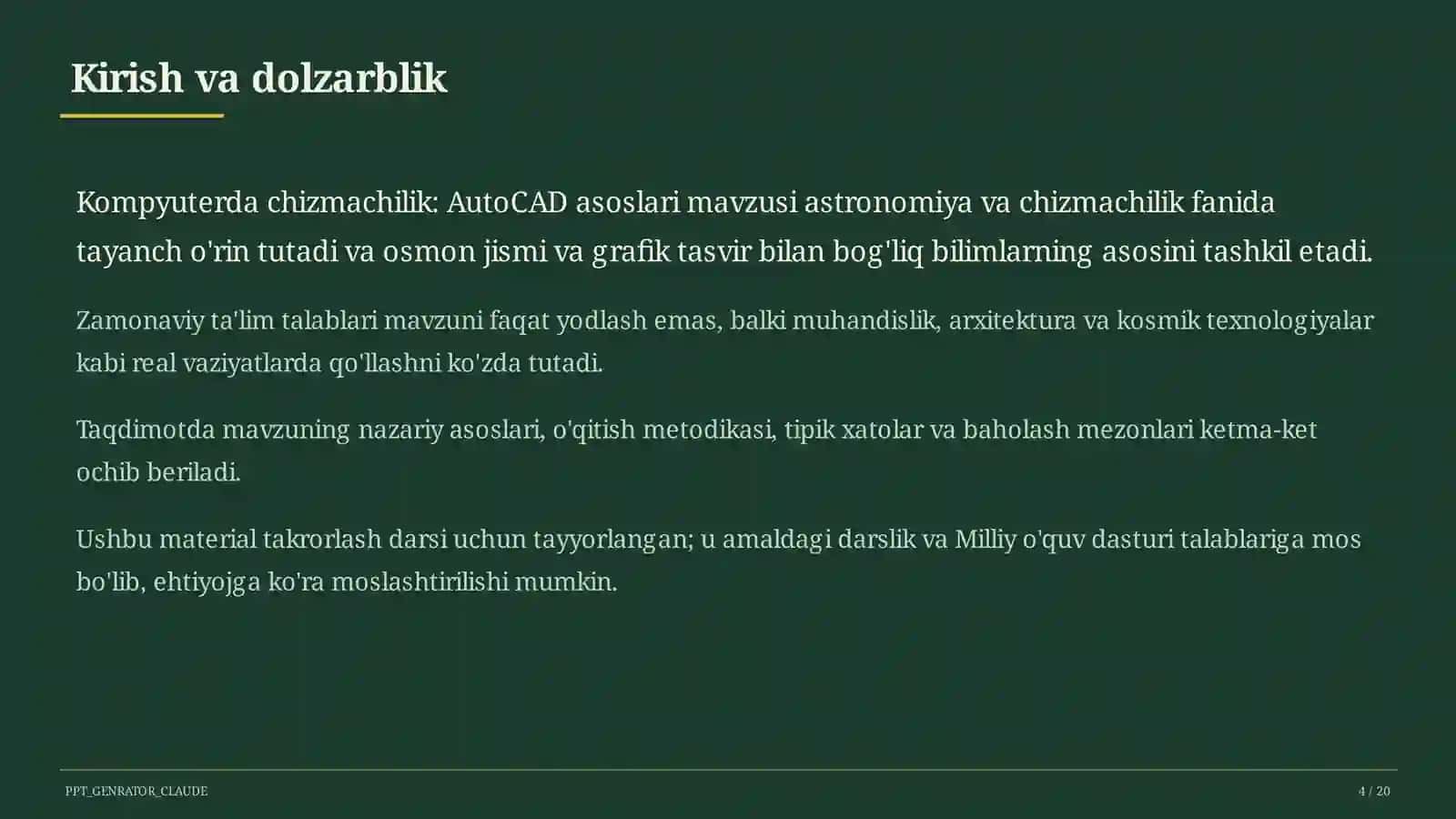 Kompyuterda chizmachilik: AutoCAD asoslari (9-sinf) 4